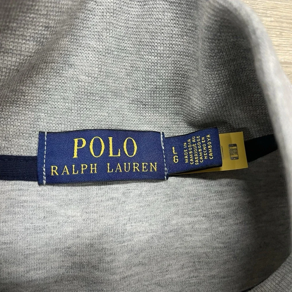 Polo Ralph Lauren Double Knit Track Jacket Men's Sz L Gray Striped Pony